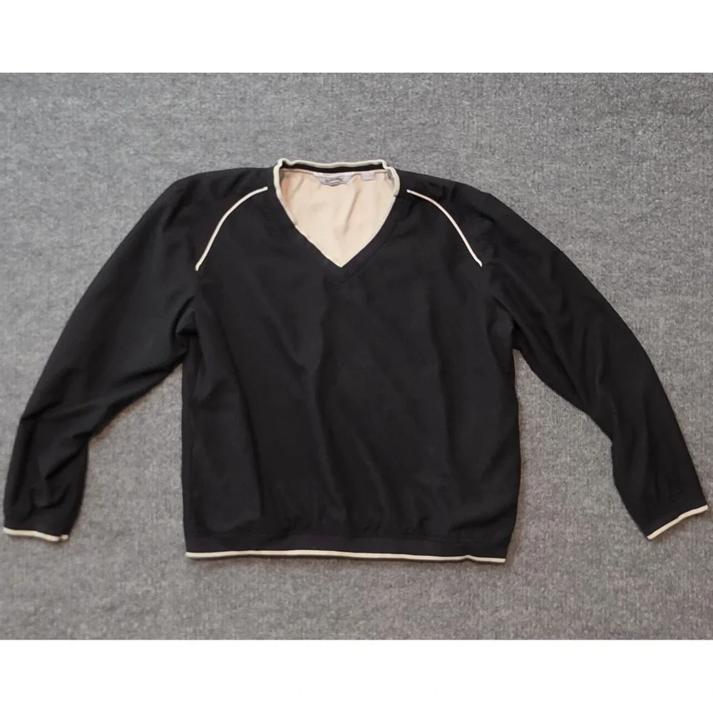 Callaway Golf Mens XL‎ Black V Neck Wind Pullover Sweater Jacket EUC